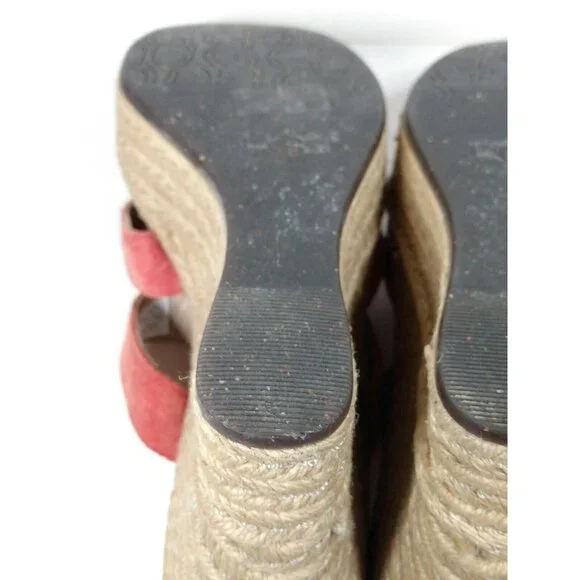 UGG Australia Tawnie Salmon Pink Suede Espadrille Wedge Heel Sandal Sz 6 F29012A - Picture 7 of 10